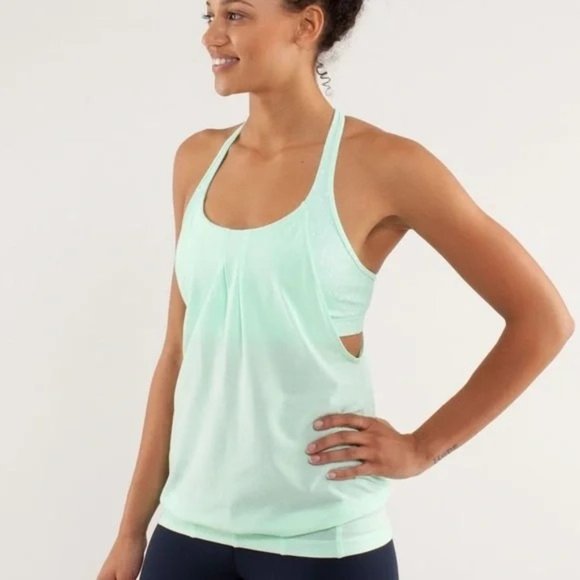 Lululemon Athletica Tank Top Size 6 Built in Bra Practice Freely Yoga Tank Fresh - Picture 2 of 14